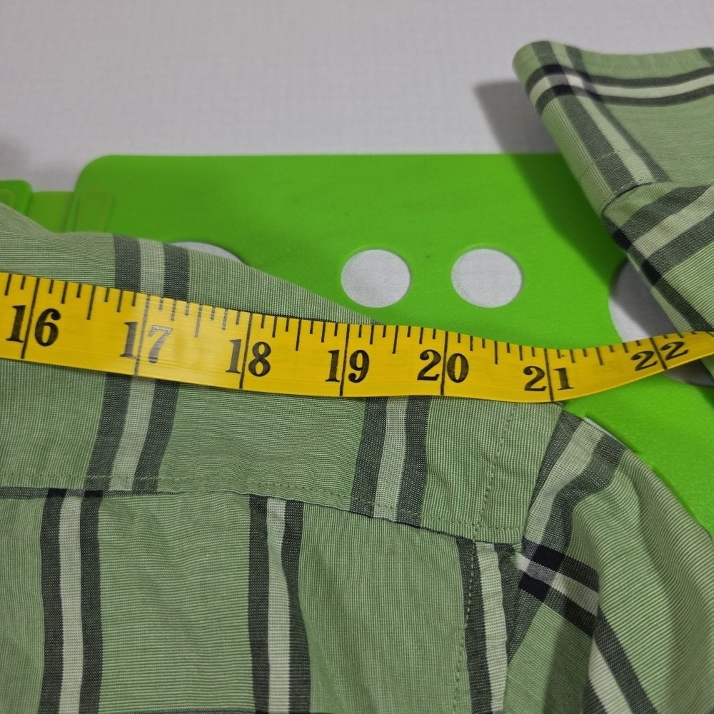 Alan Flusser Green Black and White Check LS Men's Shirt‎ 100% Cotton Size - Picture 9 of 9
